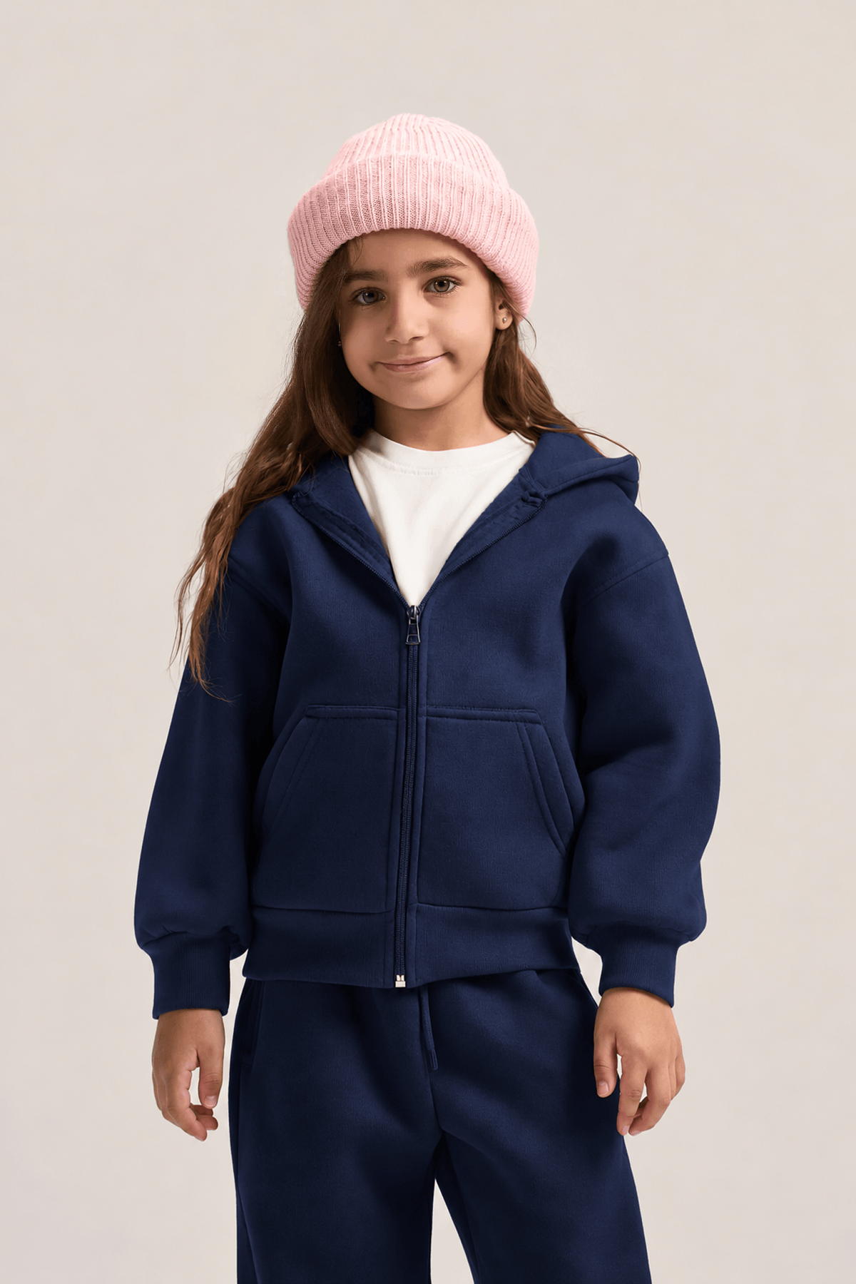 NAVY BLUE LITTLE ONES ESSENTIAL ZIP UP HOODIE