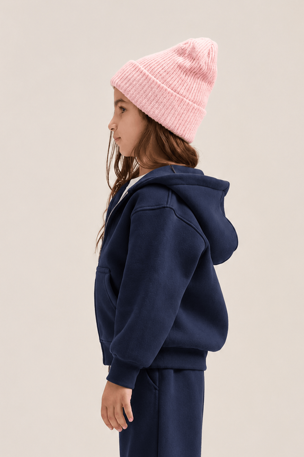 NAVY BLUE LITTLE ONES ESSENTIAL ZIP UP HOODIE