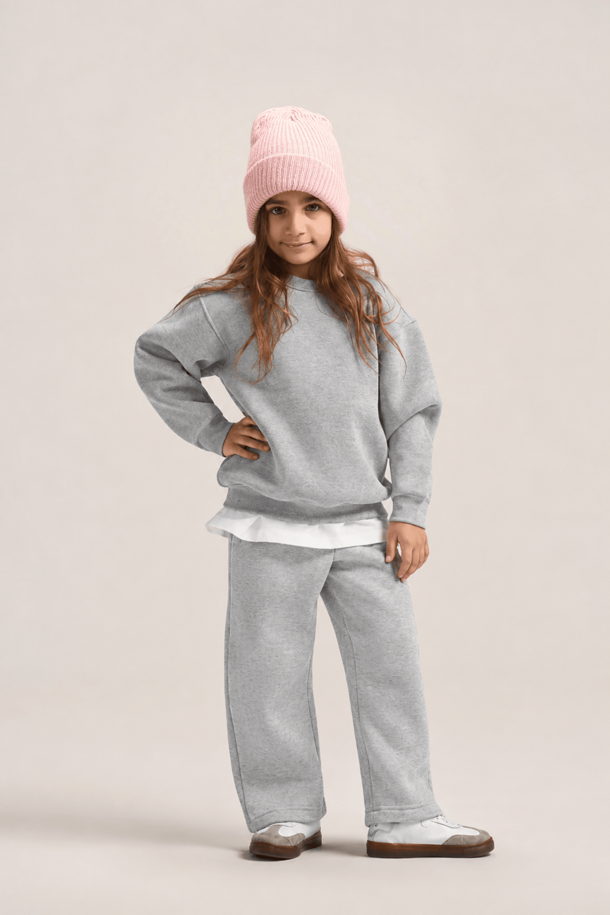 ASH GREY LITTLE ONES BOXY-FIT CREWNECK