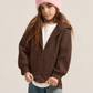 DARK BROWN LITTLE ONES ESSENTIAL ZIP UP HOODIE