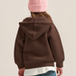 DARK BROWN LITTLE ONES ESSENTIAL ZIP UP HOODIE