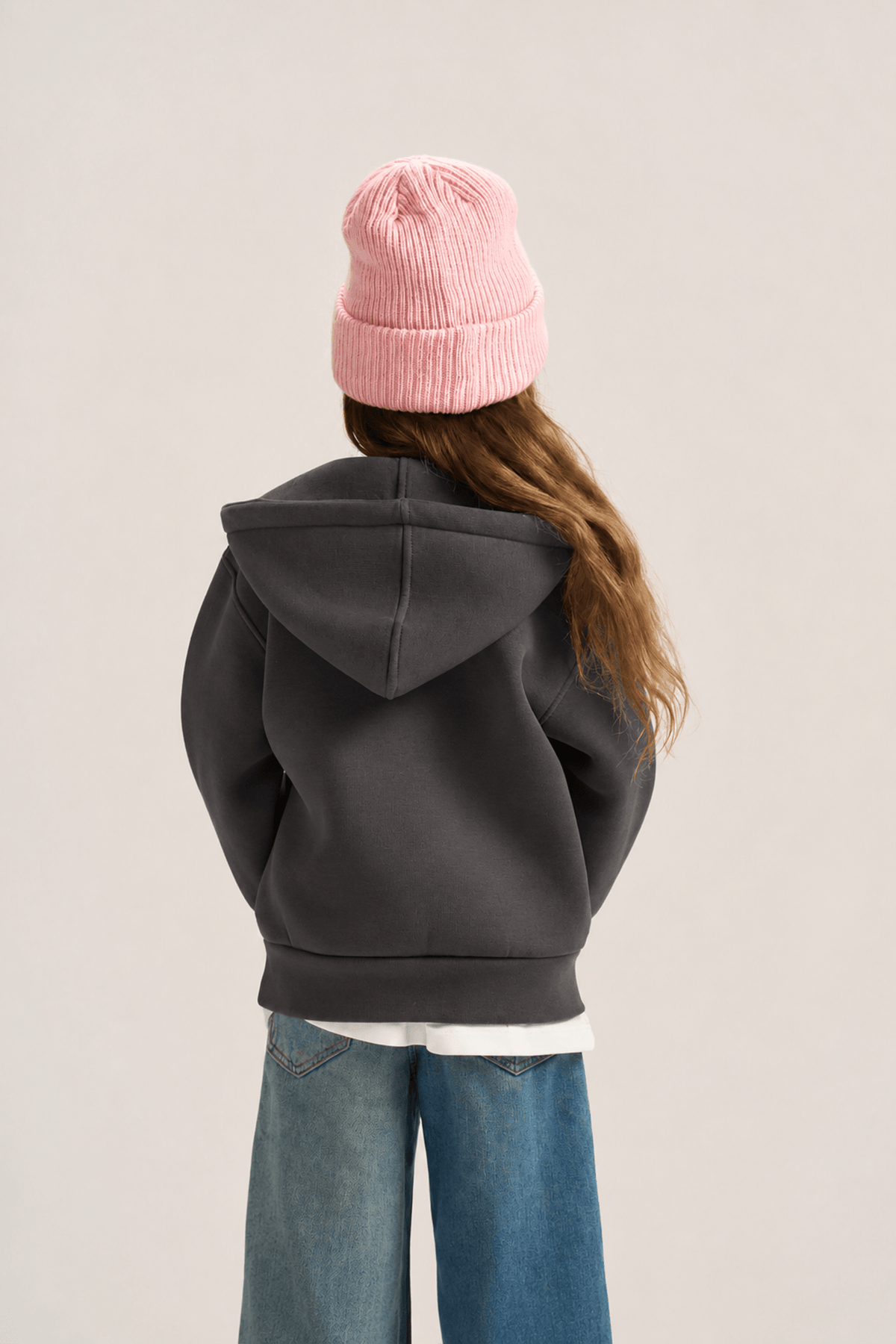 CHARCOAL GREY LITTLE ONES ESSENTIAL ZIP UP HOODIE