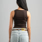 BROWN RIBBED TANK TOP