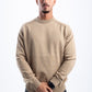 BEIGE STITCHED KNITTED CREWNECK