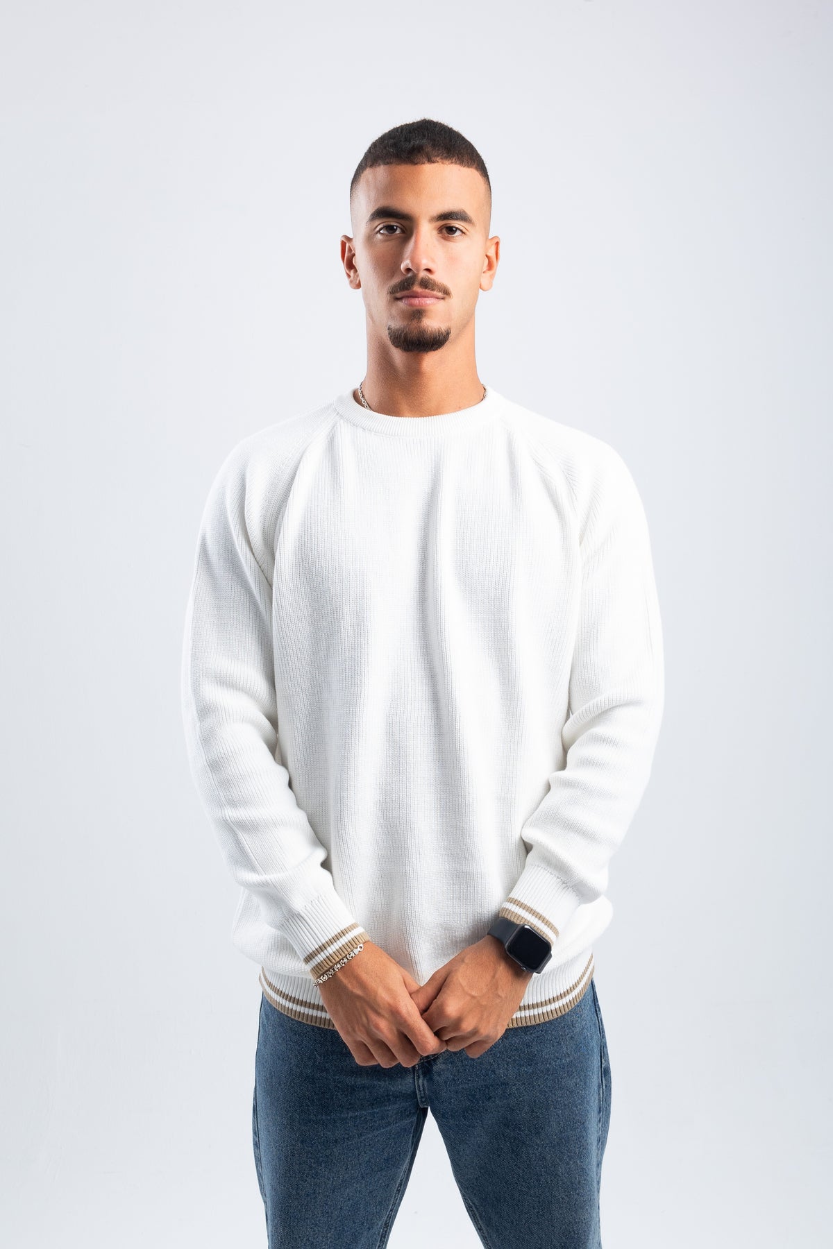 DOUBLE STRIPE OFF-WHITE PULLOVER