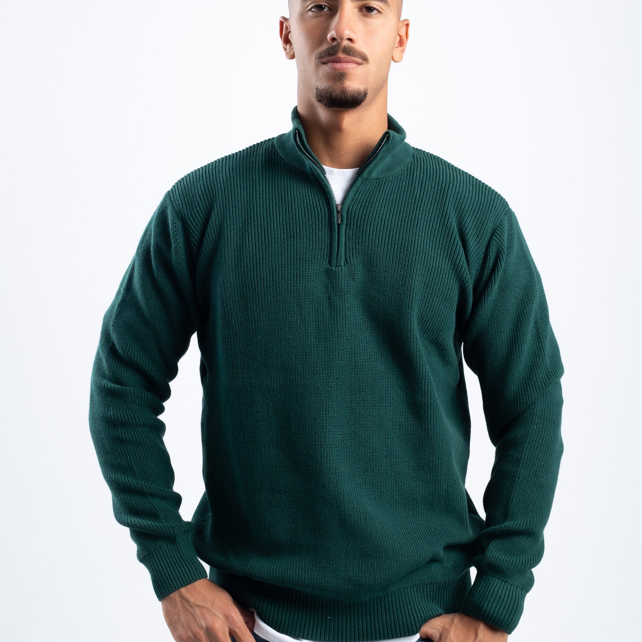 TEAL KNITTED QUARTER ZIP