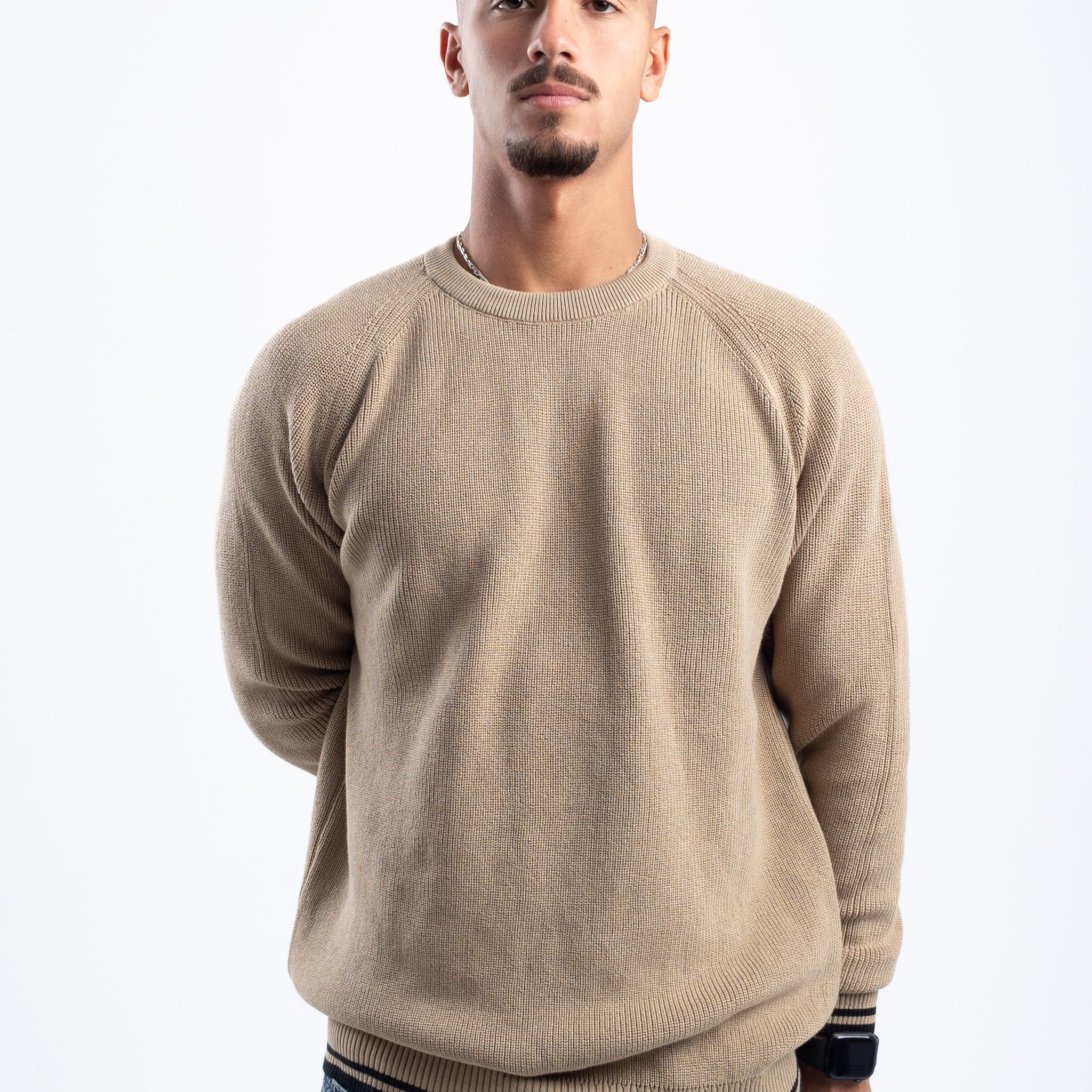 DOUBLE STRIPE DARK BEIGE PULLOVER