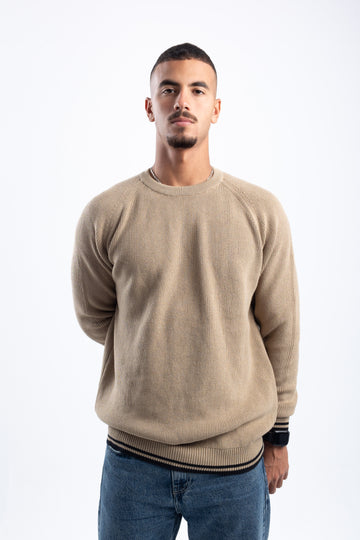 DOUBLE STRIPE DARK BEIGE PULLOVER