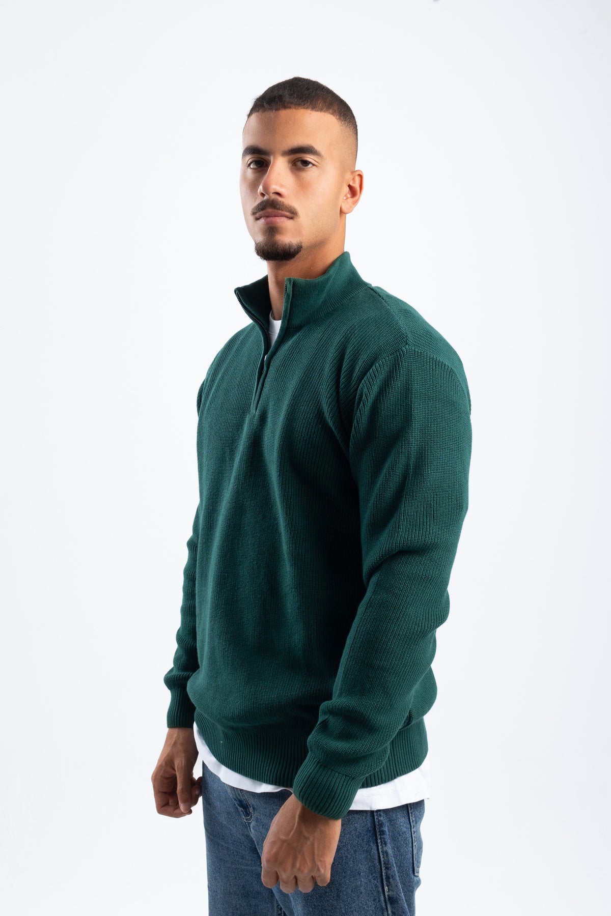 TEAL KNITTED QUARTER ZIP