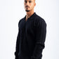 BLACK KNITTED LONG SLEEVE POLO