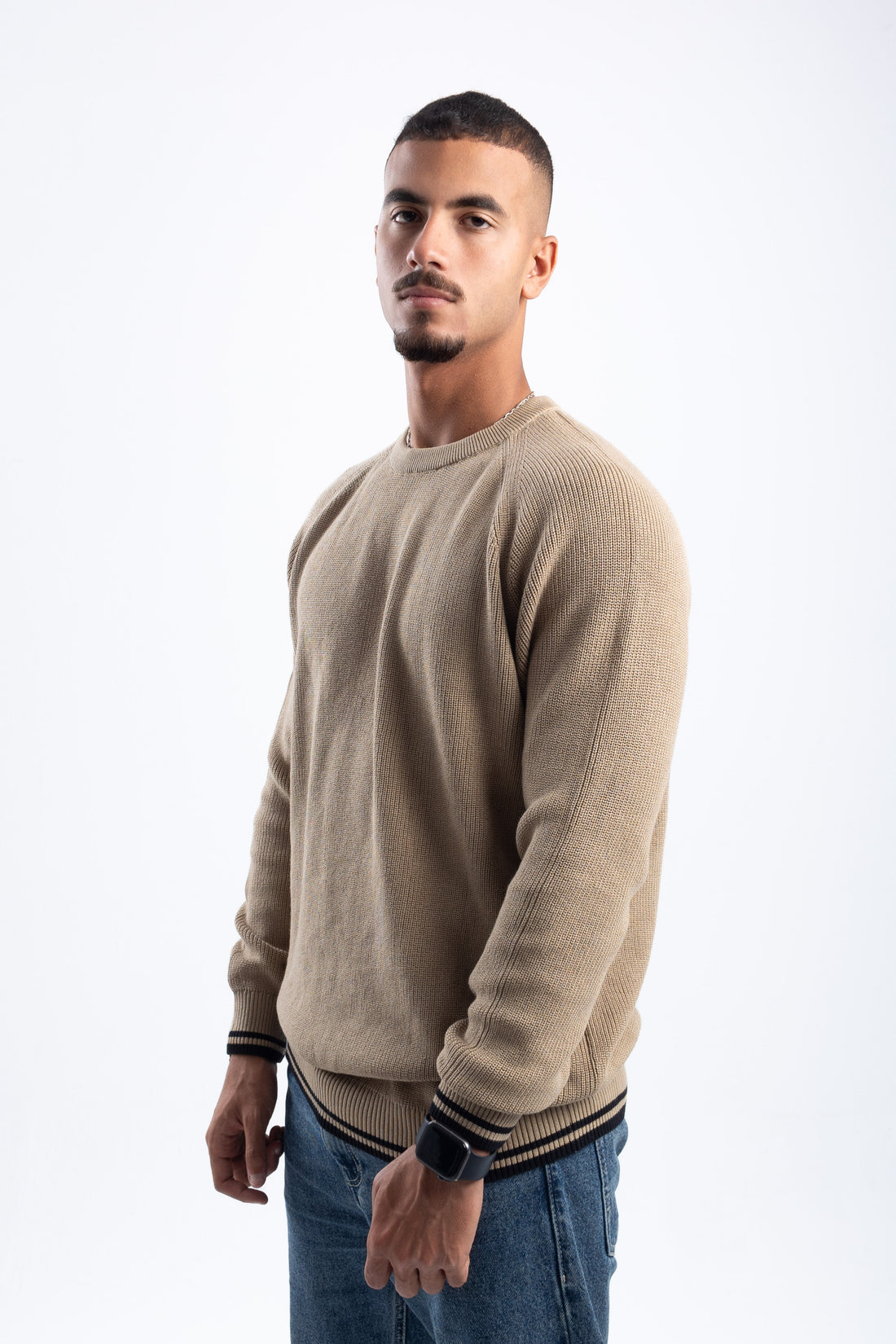 DOUBLE STRIPE DARK BEIGE PULLOVER