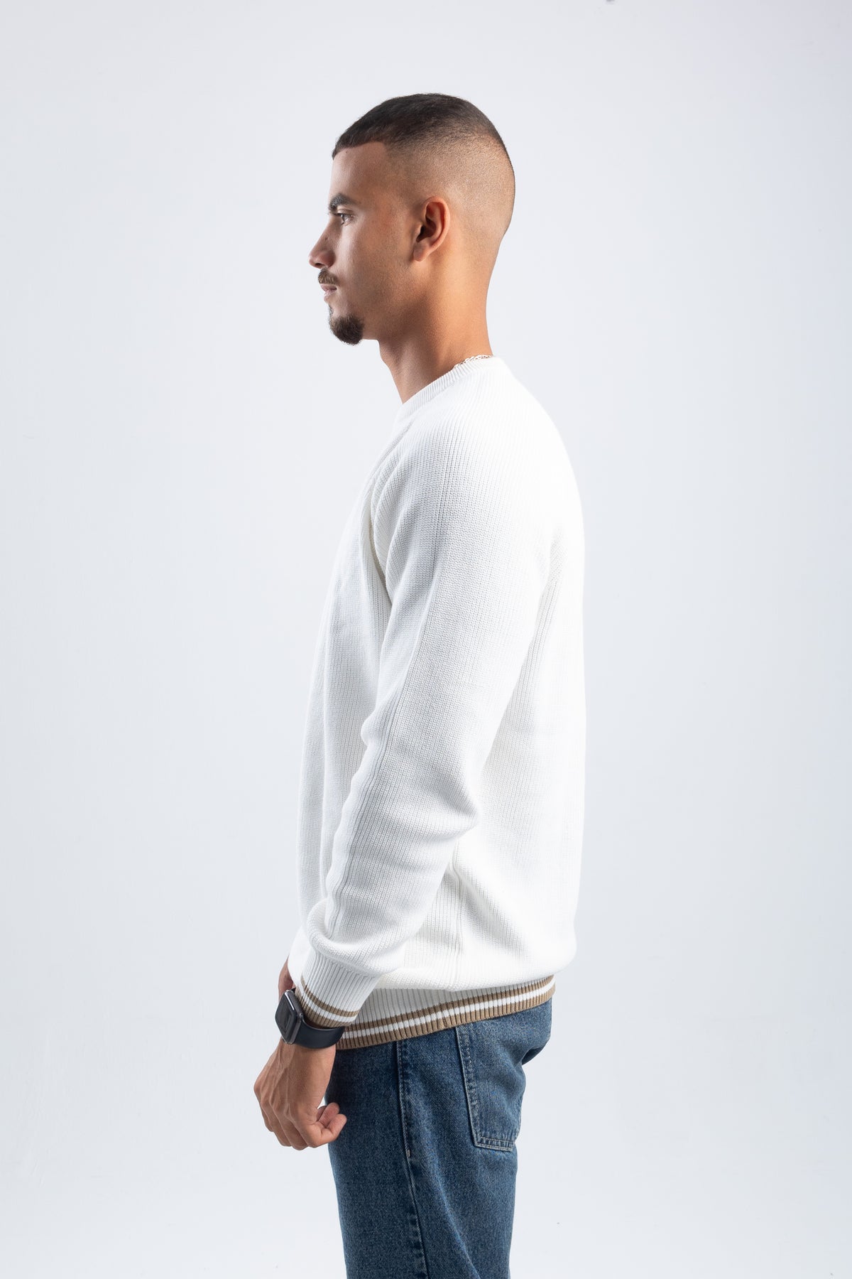 DOUBLE STRIPE OFF-WHITE PULLOVER