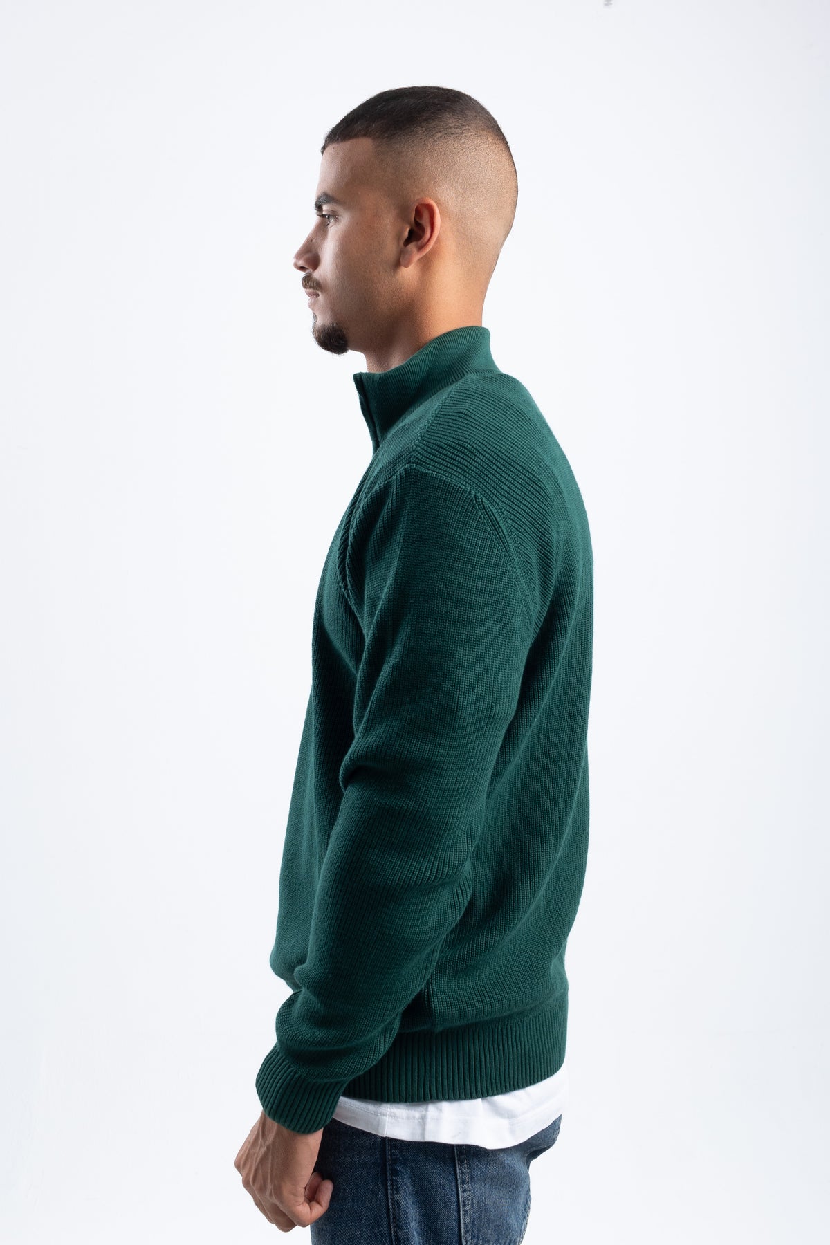 TEAL KNITTED QUARTER ZIP