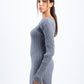 GREY RIBBED LONG DRESS