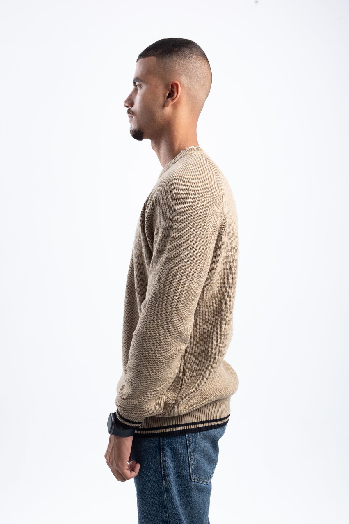 DOUBLE STRIPE DARK BEIGE PULLOVER