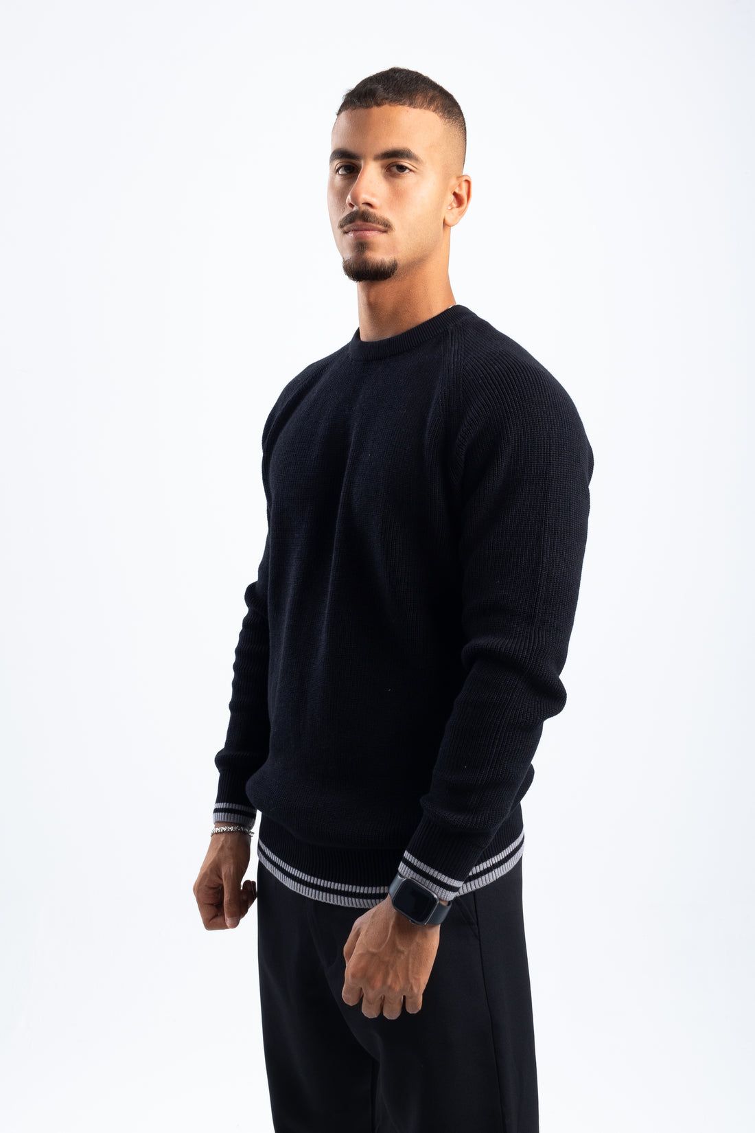 DOUBLE STRIPE BLACK PULLOVER