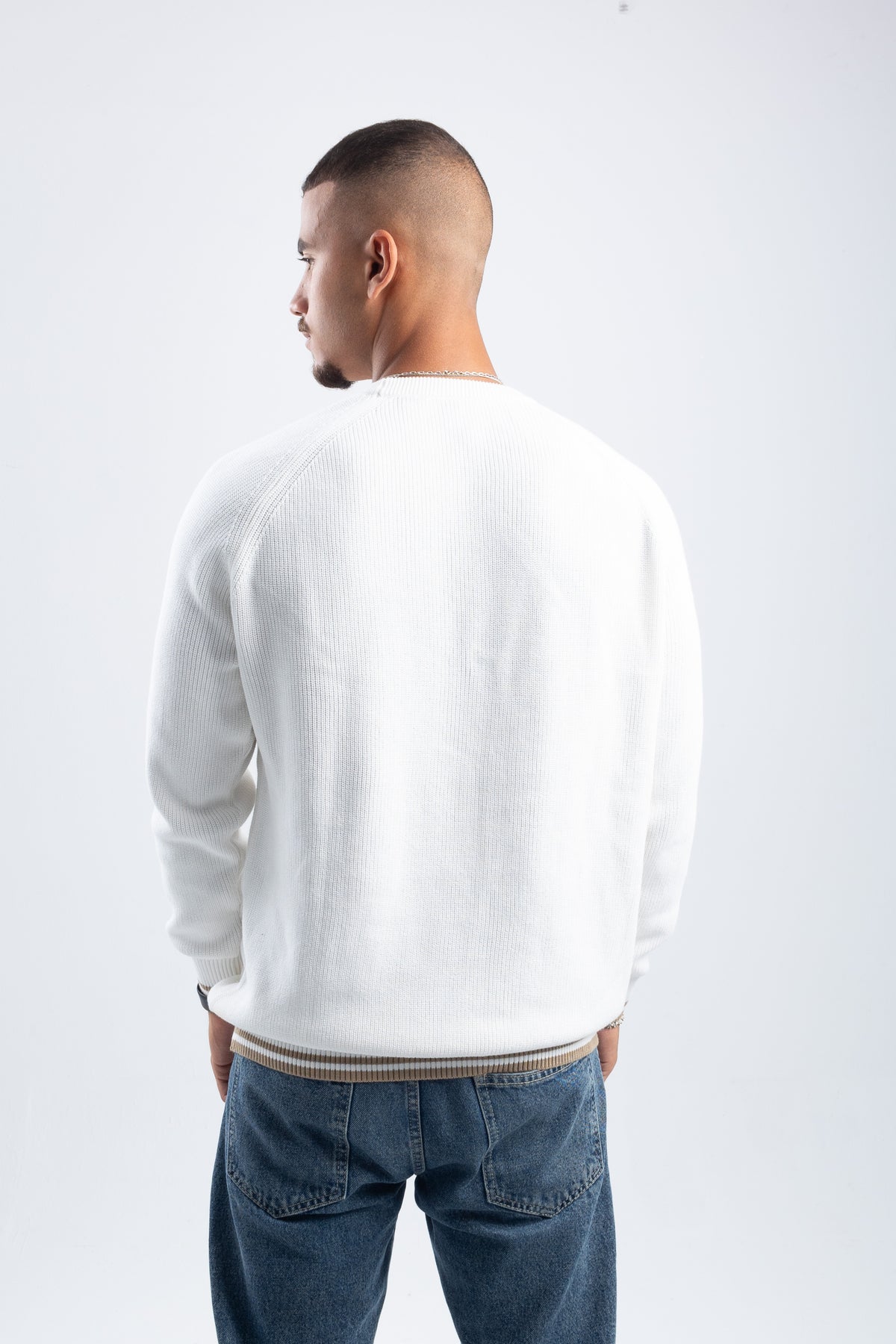 DOUBLE STRIPE OFF-WHITE PULLOVER
