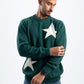 DARK GREEN STAR CREWNECK