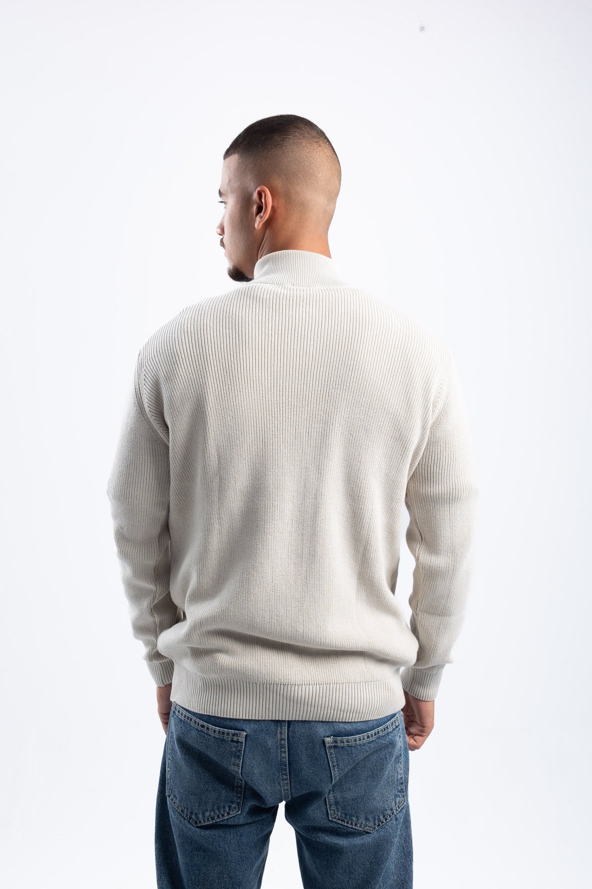 BEIGE KNITTED QUARTER ZIP