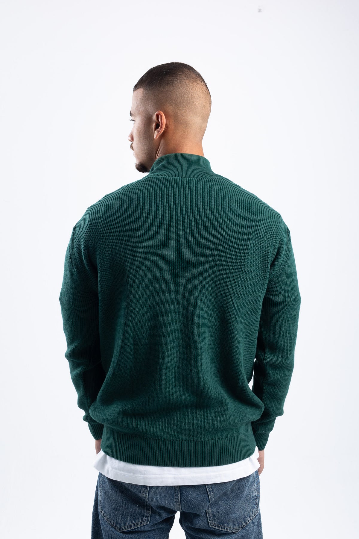 TEAL KNITTED QUARTER ZIP