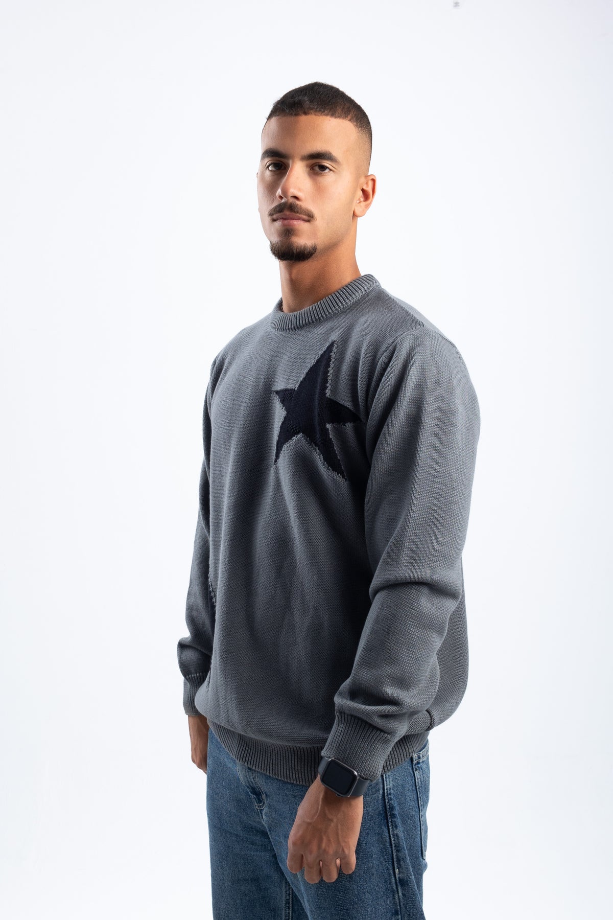 CHARCOAL STAR CREWNECK