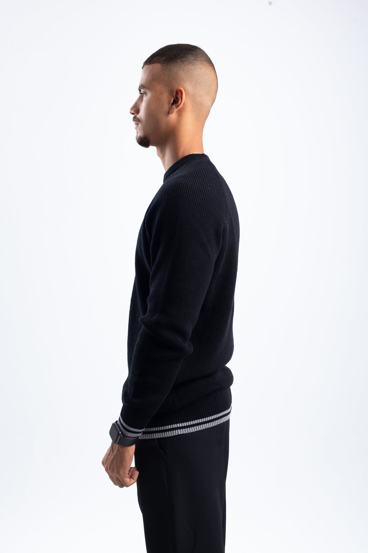 DOUBLE STRIPE BLACK PULLOVER