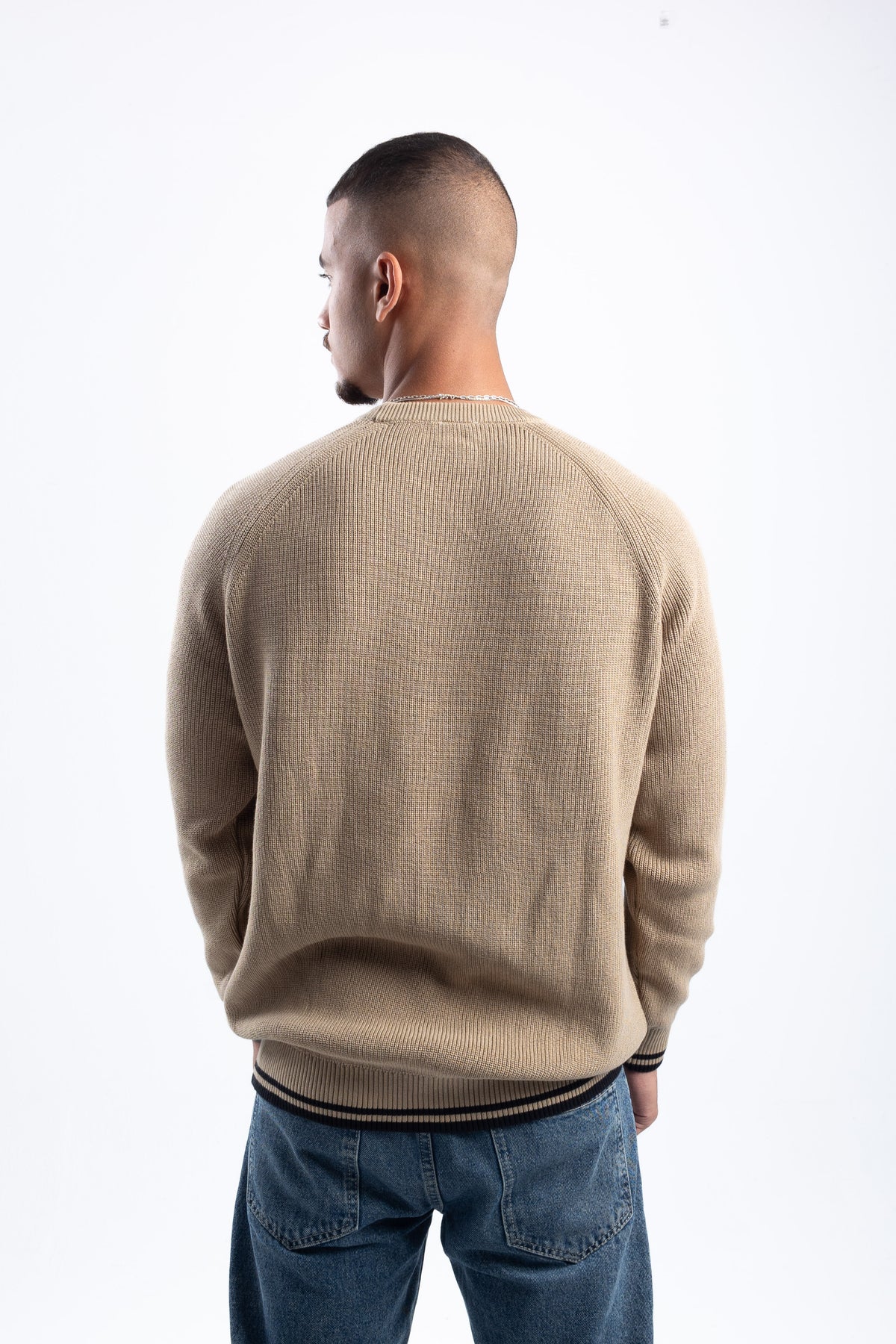 DOUBLE STRIPE DARK BEIGE PULLOVER