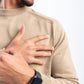 BEIGE STITCHED KNITTED CREWNECK