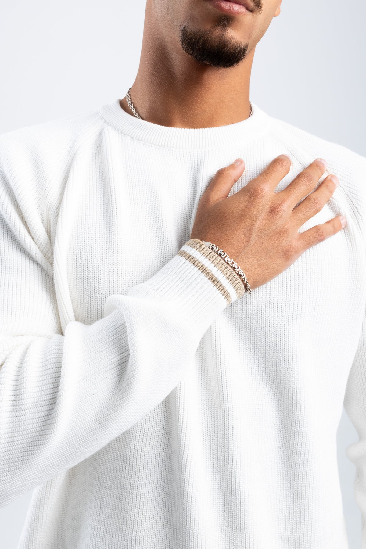 DOUBLE STRIPE OFF-WHITE PULLOVER