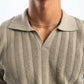 KHAKI KNITTED LONG SLEEVE POLO