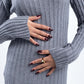 GREY RIBBED LONG DRESS