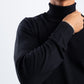 BLACK KNITTED TURTLENECK