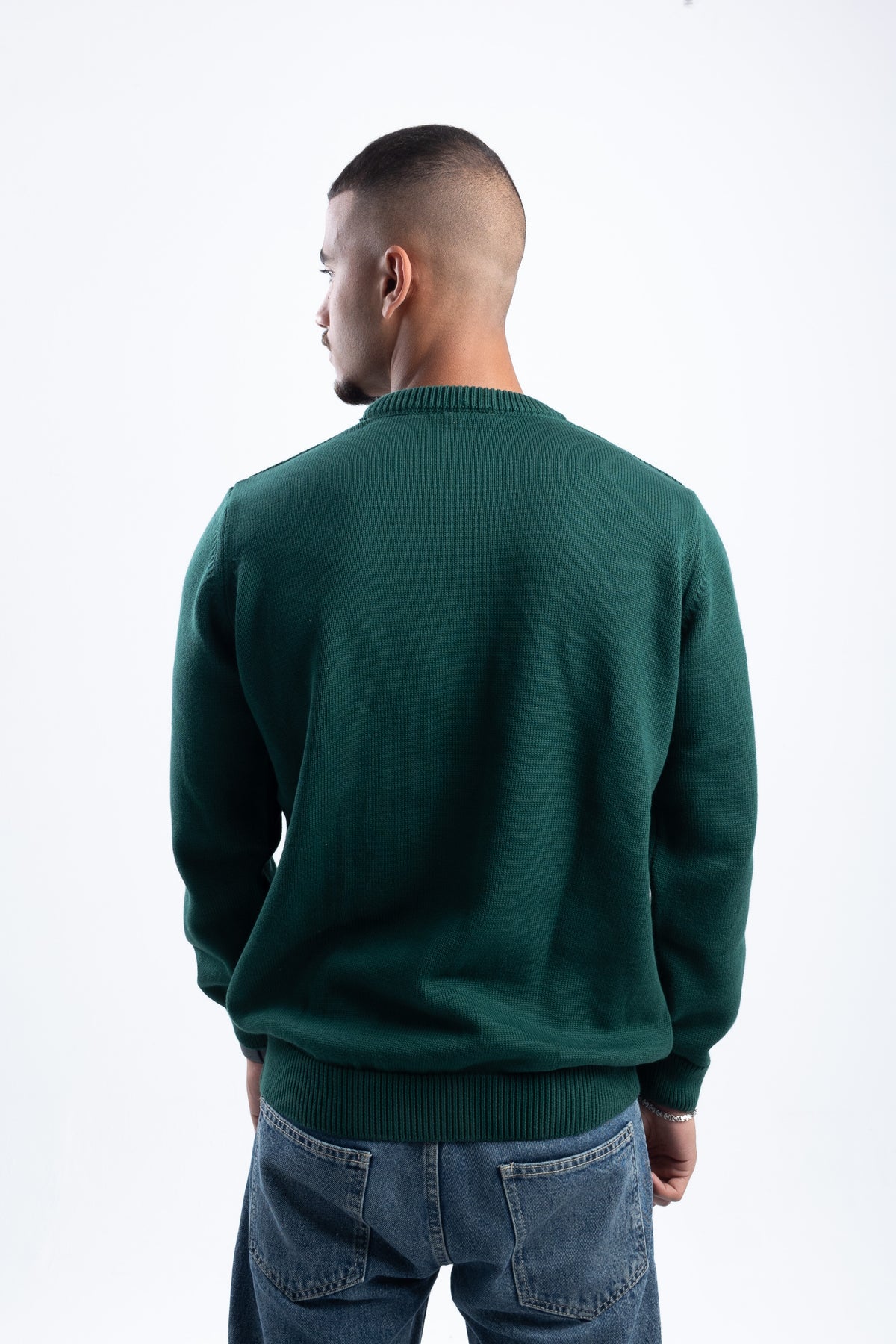 DARK GREEN STAR CREWNECK