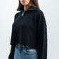 NAVY CROPPED KNITTED QUARTER ZIP