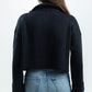 NAVY CROPPED KNITTED QUARTER ZIP