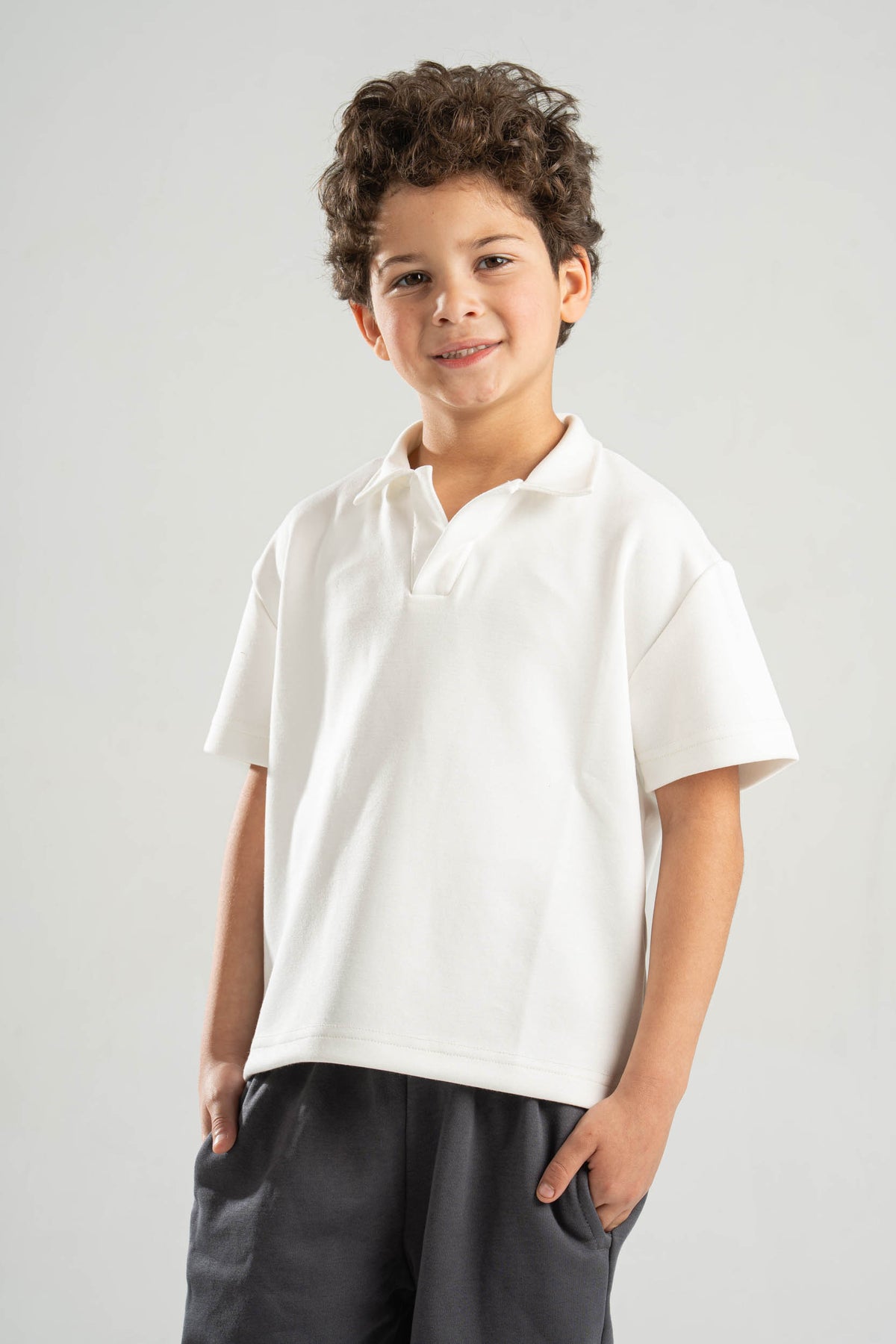 OFF WHITE LITTLE ONES OPEN COLLAR POLO