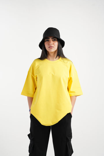 YELLOW SUMMER MELTON OVER-SIZED T-SHIRT